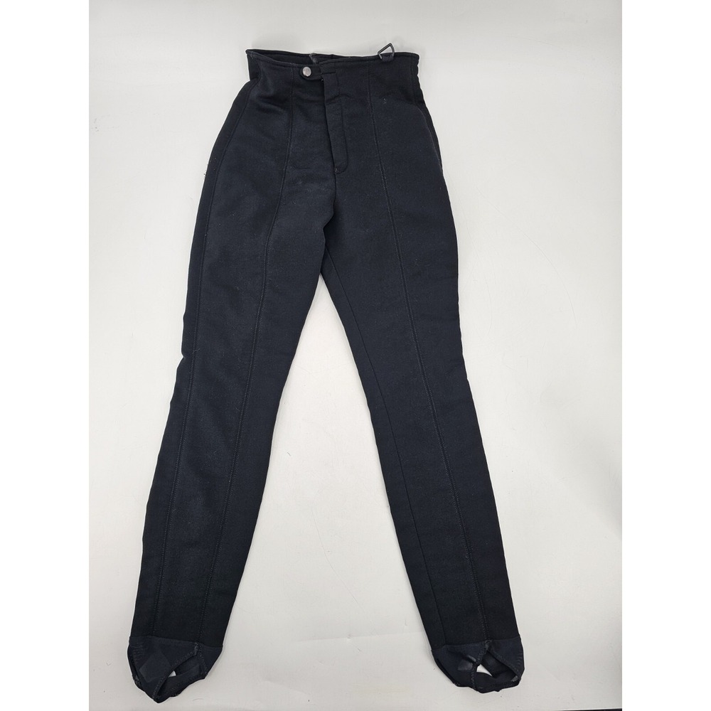 NILS Vintage Pant Women Made In USA Wool Ski Black Stirrup Size 8 Regular